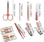 Manicure Kit Bulk, Nail Clippers Set Stainless Steel Fingernail Clippers Set, Sturdy Nail Tip Cutter Trimmers Professional Grooming Toenail Clippers Personal Pedicure Kits 7 in 1 (Pink White 12 Pack)