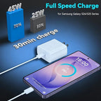 45W Super Fast Charger USB C Android Phone Type C Charger Fast Charging Block with 6.6FT Cord for Samsung Galaxy S26/S26 Ultra/S26+/S25 Ultra/S25/S24 Ultra/S24/S23 Ultra/S22/S21/S20/Note 10, Blue