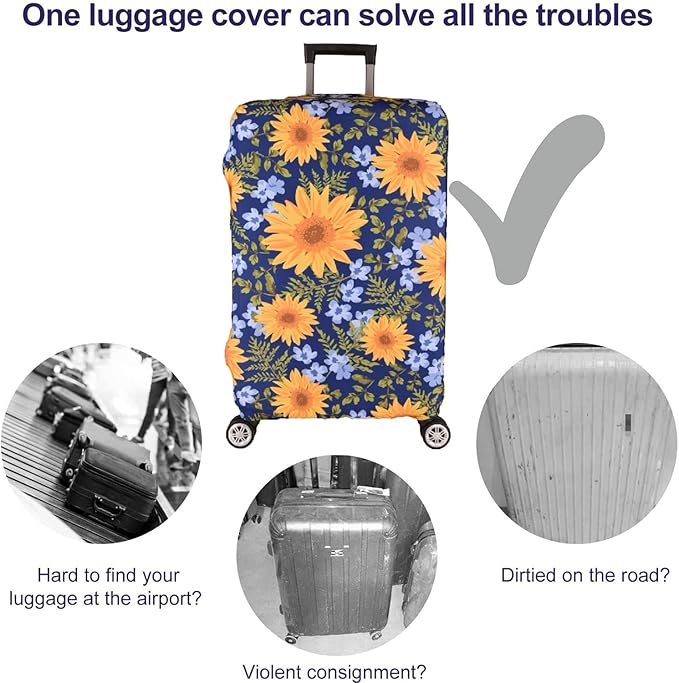 Luggage Cover,Suitcase Covers 19-30 Inch Expandable Anti-Scratch Luggage Protector Flower for Carry on Luggage M 22-24IN