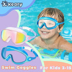 Keary 2 Pack Kids Swim Goggles for 3-15 UV Protection Anti-Fog Pool Water Swimming Goggles For Boys Girls Youth Toddler