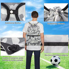 draw string back bag, Large Gym Sports string backpack for men and women with front zipper pocket and inside zipper pocket to keep key or phone (Grey camo)