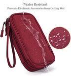 CAAORDKSO Electronic Cord Organizer Travel Case, Travel Cable Organizer Bag, Waterproof Electronic Accessories Carry Pouch for Cable, Cord, USB, Charger, Phone, Power Bank, Earphone (Wine Red, Medium)