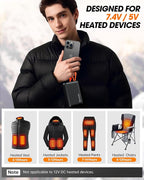 7.4V 20000mAh Heated Vest Battery Pack, Battery Pack for Heated Vest Compatible with ORORO, for TODWARM, for Weamest, for XINSONYUELL, Rechargeable Power Bank with Built-in USB-C Cable