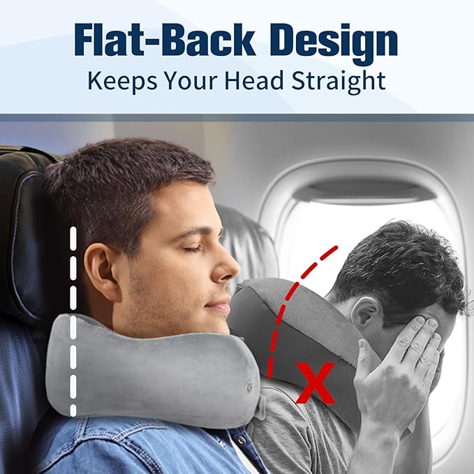 Cirorld Neck Pillow for Traveling, Travel Pillows for Airplanes,100% Pure Memory Foam Travel Neck Pillow, Adjustable Flight Pillow, Portable Plane Accessories with Eye Mask, Earplugs, Carry Bag