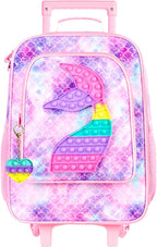 Kids Luggage for Girls, Cute Mermaid Suitcase Rolling with Wheels, Travel Carry on for Children Toddler Elementary - Pink