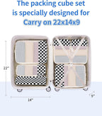 Narwey 6 Set/5 Set Compression Packing Cubes for Travel Kids Women Carry on, Packing Organizers Bag for Backpack Luggage Suitcase Duffle Bags