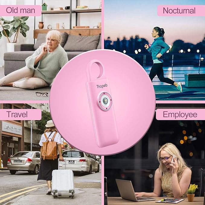 Thopeb–The Original Personal Safety Alarm for Women Self Defense – Elders & Kids Self Defense Keychain Siren – 135dB Loud Siren Bird Sound – Cute Key Chains Protection (Pink)