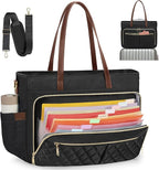 RAINSMORE Teacher Tote Bag 15.6 Inch Laptop Bag for Women Work Bag with Large Cup Holder Nurse Bag Computer Tote Handbag