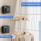 2 Pack Retractable Clothesline Indoor & Outdoor, 16.2 Ft Non-Sagging Stainless Steel Laundry Washing Line with Wall Mounted Heavy Duty Design, Space-Saving Clothing Drying Rack (Black)