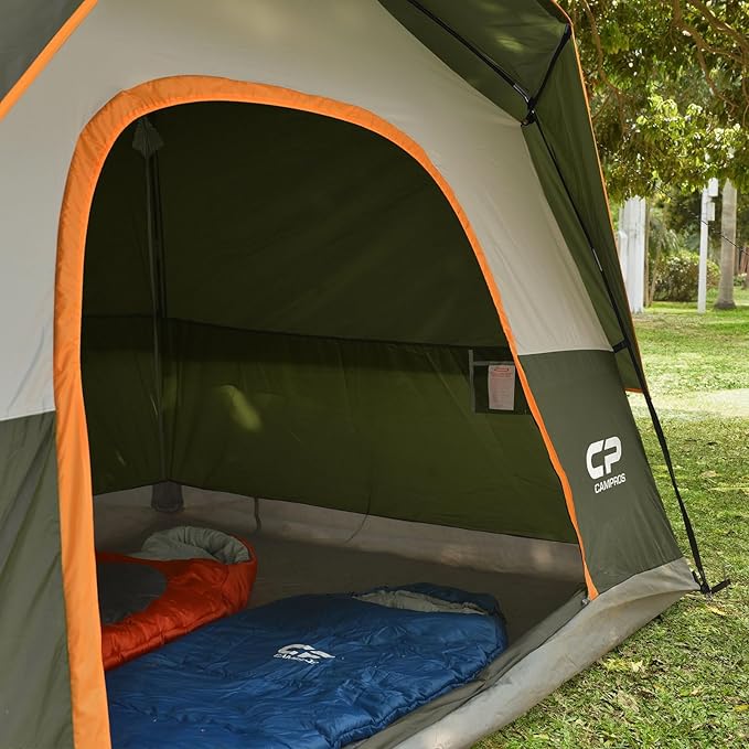 CAMPROS CP Camping Tent 2/4/6 Person, Waterproof Windproof Double Layer Dome Tent, Easy Setup with Large Mesh Windows & Wide Door for Outdoor Camping Backyard