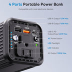 Portable Power Bank with 100W AC Outlet, PD 65W USB-C Fast Charging, USB-A Port, LED Light Indicator