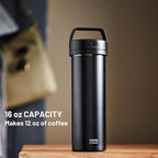 ESPRO Go P0 Ultralight French Press Coffee Maker for Travel, Vacuum Insulated Stainless Steel, 16 Ounces, Matte Meteorite Black