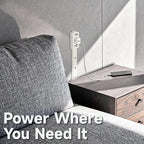 Electrical Outlet Extender Stick - Modular Expandable Power Extender with 2 AC Outlets & 3 USB Ports, for Behind Furniture