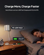 EPICKA Air 40W Universal Travel Adapter, PD Fast Charging International Power Adapter with 1 AC & 4 USB Ports, Worldwide Compact Travel Essentials for USA/EU/UK/AUS(White, Not a Voltage Converter)