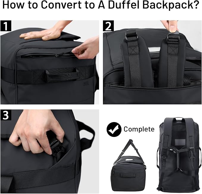MIER Water Resistant Backpack Duffle Heavy Duty Convertible Duffle Bag with Backpack Straps for Gym, Sports, Travel