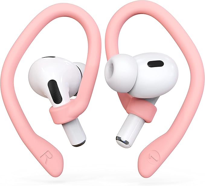 Ear Hooks 2 Pairs for AirPods Pro 2 & 1, AirPods 4 & 3, Anti-Slip Comfortable Fit, Ergonomic Design, Accessories (Small, Pink)