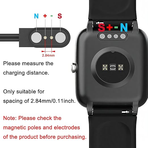 Vancle 2 Pack VeryFit Smartwatch Charger Cable, Magnetic USB Charging Cable for Veryfit Smart Watch ID205L, ID205U, IDW28, ID207, IDW13, IDW15, IDW19, ID208 Plus, ID208BT, ID206 and More