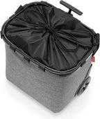 reisenthel carrycruiser Twist Silver - Portable Shopping Trolley with Sturdy Aluminum Frame, Shoulder Strap and Removable mesh Inner Bag -Water-Repellent