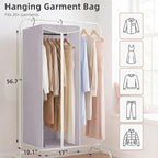 STORAGE MANIAC 57" Long Garment Bags for Hanging Clothes Garment Cover for Closet Storage, Large Hanging Garment Bag for Dresses, Suits, Coats, Zipper Cover with Sealed Clear Window, Grey 2 Pack