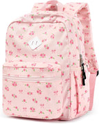 STEAMEDBUN Corduroy Kids Backpack for Girls Boys 3-8, Girls Backpack for Elementary Kindergarten - Pink Rose