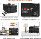 Cantonape 5000 Watt Voltage Converter Transformer - Heavy Duty Step Up/Down Convert from 110-120 Volt to 220-240 Volt and from 220-240 Volt to 110-120 Volt - Circuit Breaker Protection