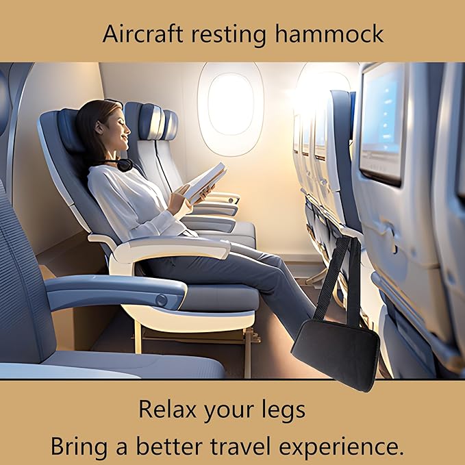 Airplane Foot Hammock Comfort Foot Hammock for Plane Travel Accessories,Airplane Gadgets,Good Use for Travel Essentials, Office,Desk (Flower, 1 Pack)