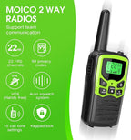 MOICO Walkie Talkies for Adults with 22 FRS Channels, LED Flashlight, VOX Scan LCD Display, Long Range Family Walkie Talkie Radios for Hiking Camping Trip (Green)