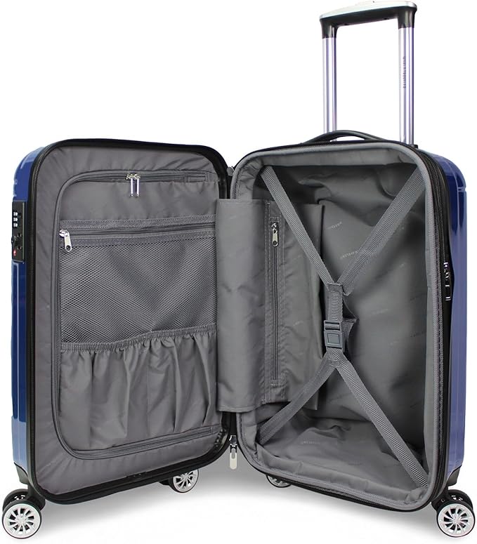 World Traveler VentureX Airline Approved 20-Inch Carry-On Luggage – Lightweight Hardside Polycarbonate Suitcase with Spinner Wheels - Contour Blue
