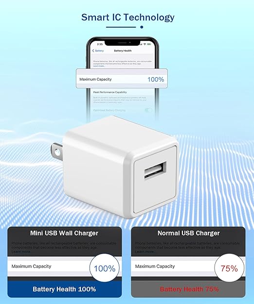 iPhone Charger,Long 6FT iPhone Charger 2Pack i Phone Cord 6feet USB to Lightning Cable Quick Fast Charging Data Sync Cord USB Wall Charge Block Adapter for I Phone14/13/12/11/XS/XR/X/8/7/5/SE2022/iPad