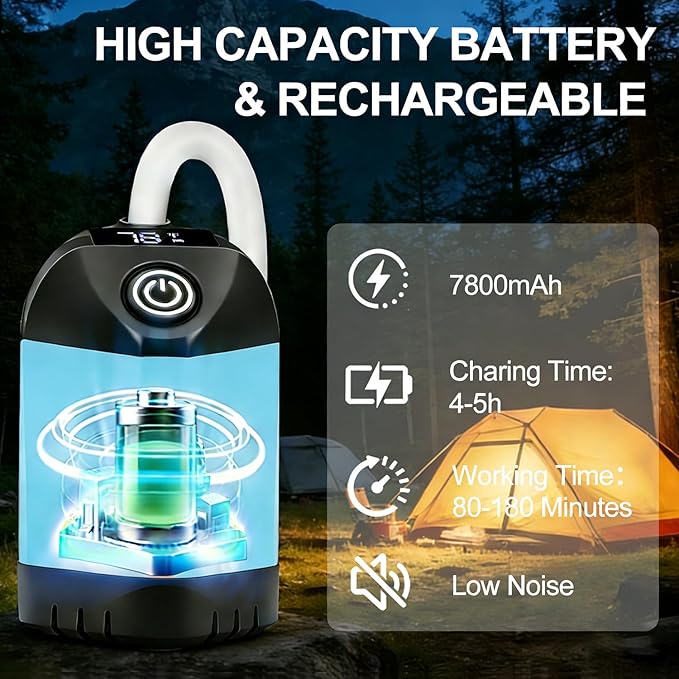 B013 Portable Shower Pump for Camping – 7800mAh Long-Lasting & Quiet Outdoor Shower with LED Display, IPX8 Waterproof Outdoor Shower for Pet Bath, Car Wash & RV