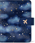Passport Holder for Travel Essentials, RFID Blocking Leather Cover Wallet with Magnetic Closure, Aesthetic & Cute Passport Book Case for Women and Men - Star