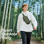 Small Sling Bag with RFID Blocking, Mini Fanny Pack for Women Men, Convertible Crossbody Anti Theft Chest Bag for Travel Hiking Running, Dark Green