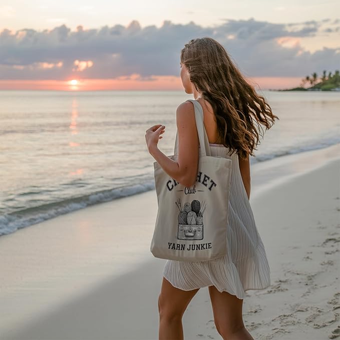 Aesthetic Canvas Tote Bag, Cute Reusable Bags for Women with Inner Pocket