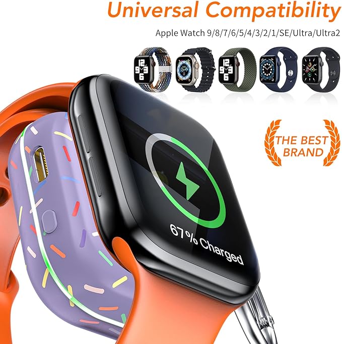 Portable Wireless Charger for Apple Watch Series 11/10/9/8/UItra/7/6/5/4/3/2/SE/Nike,Compact Travel Purse Essentials Magnetic iWatch Charger 1200mAh Extra Power Bank Keychain Style