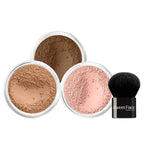 4pc (EBONY) KIT w/KABUKI BRUSH Mineral Makeup Matte Loose Powder Foundation Concealer Blush Long Lasting Bare Face Cosmetics