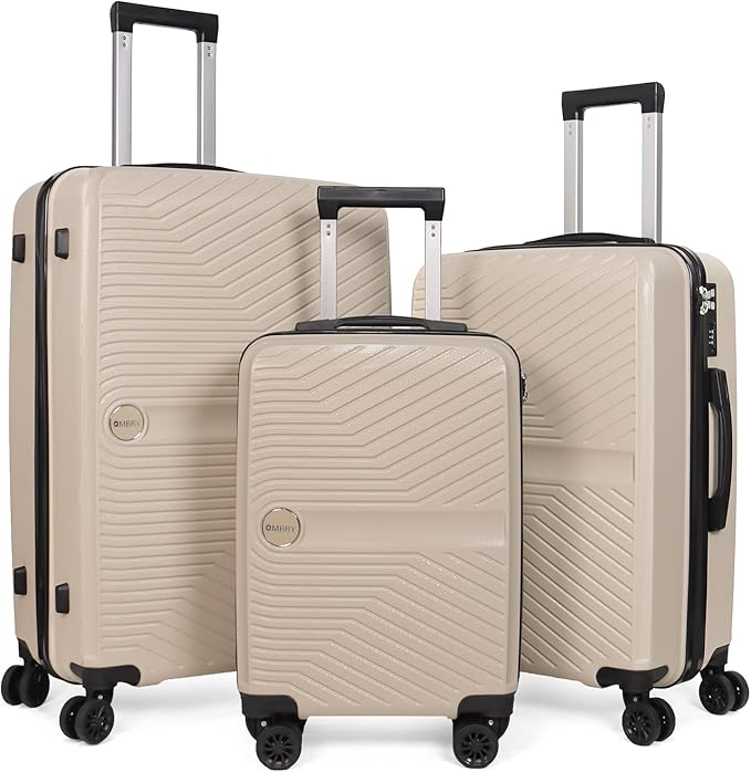 Luggage Set 3 Pieces -Suitcase Set - Luggage with Wheels - Check-in Luggage - PC + ABS Durable Suitcase Rotating Silent Wheels 3-Piece 20/24/28 yellow (beige)