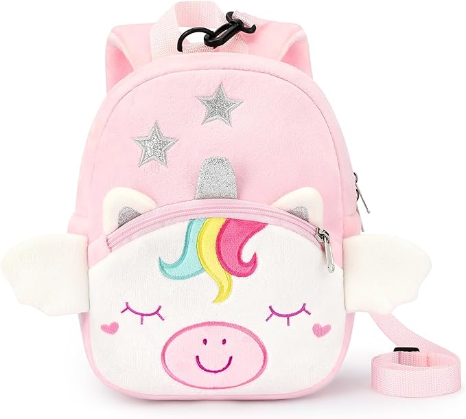 mibasies Toddler Backpacks for Girls 2-4: Plush Backpack -3D Animal Cartoon Mini Travel Bag -10 inch Toddler Backpack Leash