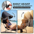 Backpack Beach Tanning Lounge Chair with Canopy Shade Face Hole Padded Adjustable Washable, 6 Position Layout Chair for Outside Sunbathing Poolside Lawn, UPF 50+ Wind-Resistant Sun Shade, Patented