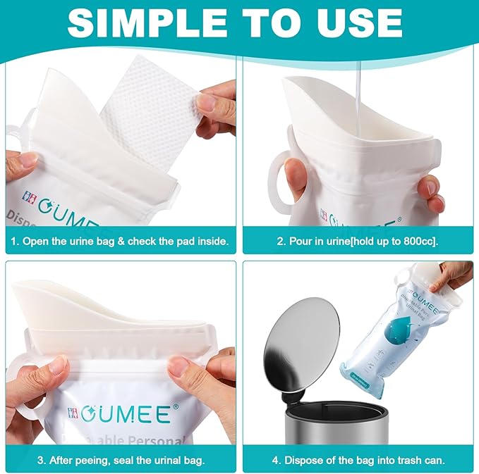 OUMEE 800ML Emergency Disposable Urinal Bags, 8/12/20/23/28 Pcs Camping Pee Bags Unisex Urine Bag Vomit Bag for Travel Traffic Jam Portable Toilet Bag for Men Women