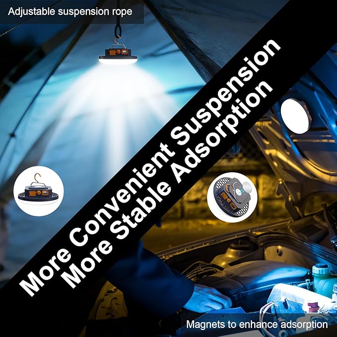 10000mAh 4000LM Flashlight Portable LED Camping Lantern Rechargeable Light 30W with Digital Display and Magnet , IPX5 Waterproof Tent Lights Power Failure Emergency Light for Parents Christmas Gift