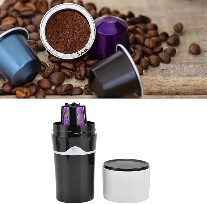 Portable Drip Coffee Maker Travelling Drip Coffee Machine K Cup Coffee Machine Capsules Drip Coffee Machine Portable Coffee Maker for Travel Camping(Black and white)