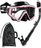 Aegend Snorkeling Gear for Adults Youth Kids, Snorkel Mask with Top Dry Valve - Panoramic View Anti-Leak and Anti-Fog with Mesh Bag for Snorkeling, Scuba Diving, Freediving & Swimming