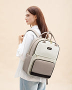LOVEVOOK Laptop Backpack for Women with Giant Tumbler Holder Pocket, 15.6 inch Travel Work Backpack Purse for Teacher Nurse, Waterproof College Book Bag Cute Casual Daypack, Beige-Nude