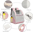 Cat Backpack Carrier for Small Dogs and Medium cat Puppy Kitten Bunny Pet Carrier Backpack Collapsible with Fully Ventilated Mesh with Safety Leash (Pink, 12.9" L x 10.62" W x 15.5" H - M)