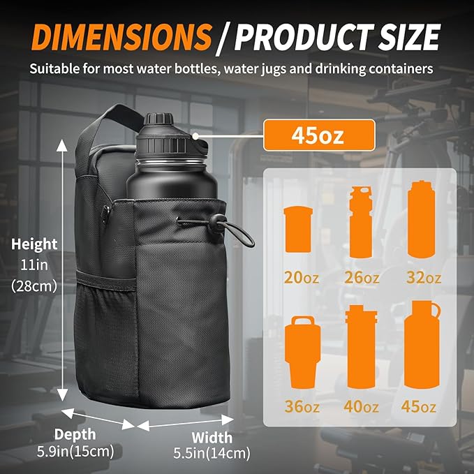 Magnetic Gym Bag for Women and Men, Magnetic Water Bottle Holder with Strap and Phone Pocket