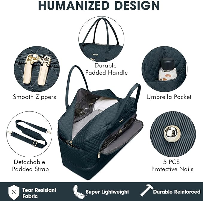 Travel Duffle Bag Weekender for Women - 38L Carry-On Overnight Bag Personal Item Bag with Shoe Compartment & Wet Pocket Weekend Tote Bags with Toiletry Bag Hospital Bags for Labor and Delivery