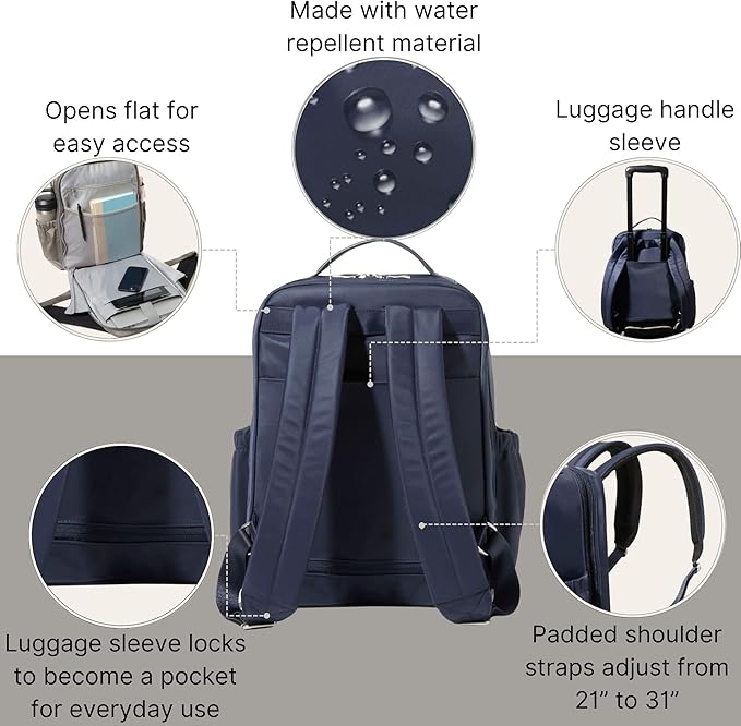Baggallini Tribeca Expandable Laptop Backpack - 15"x11" Lightweight RFID Computer Bag for Work & Travel with Luggage Sleeve