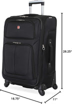 SWISSGEAR Sion Softside Expandable Spinner Luggage Durable Lightweight Travel Suitcase, Black, Checked-Medium 25-Inch