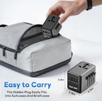 Universal Travel Adapter - 6 in 1 International Plug Adapter with Fuse Auto-Resetting, USB-C PD Fast Charging Worldwide Power Outlet for USA to European UK AUS India, Type C/G/D/I/A, Black
