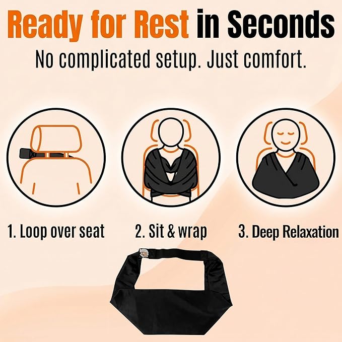 The Slyng-Premium Travel Blanket System – Airplane Sleep Support, Blanket Body Sling for Deep Sleep | Ultra-Soft, Breathable, Compact Carry-On Travel Essential for Long Flights and Car Road Trips